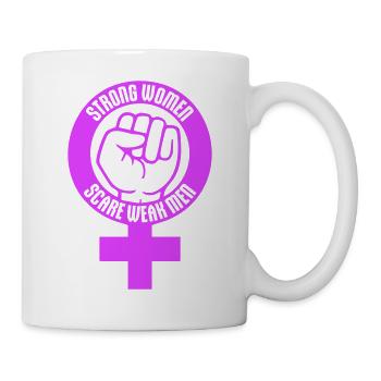 Strong Women Scare Weak Men Confident Feminist - Mug - white - Right