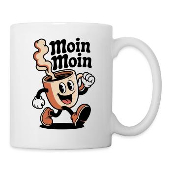 Kaffeefreude Cartoon Becher - Tasse - Weiß - Rechts