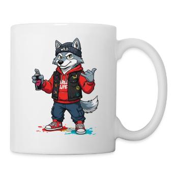 Wilder Wolf Streetwear Graffiti - Tasse - Weiß - Rechts