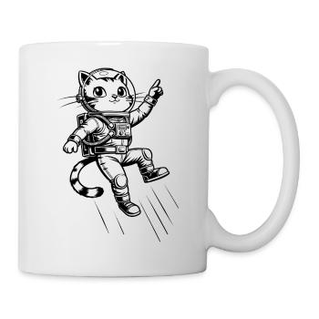 Katze Astronaut - Tasse - Weiß - Rechts