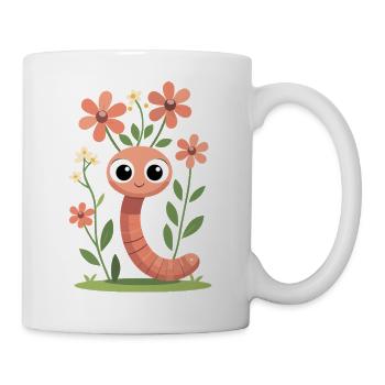 Blütenfreundlicher Wurm - Tasse - Weiß - Rechts