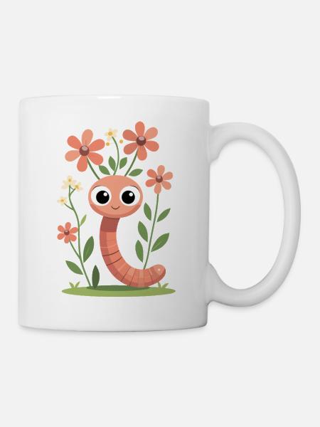 Blütenfreundlicher Wurm - Tasse - Weiß
