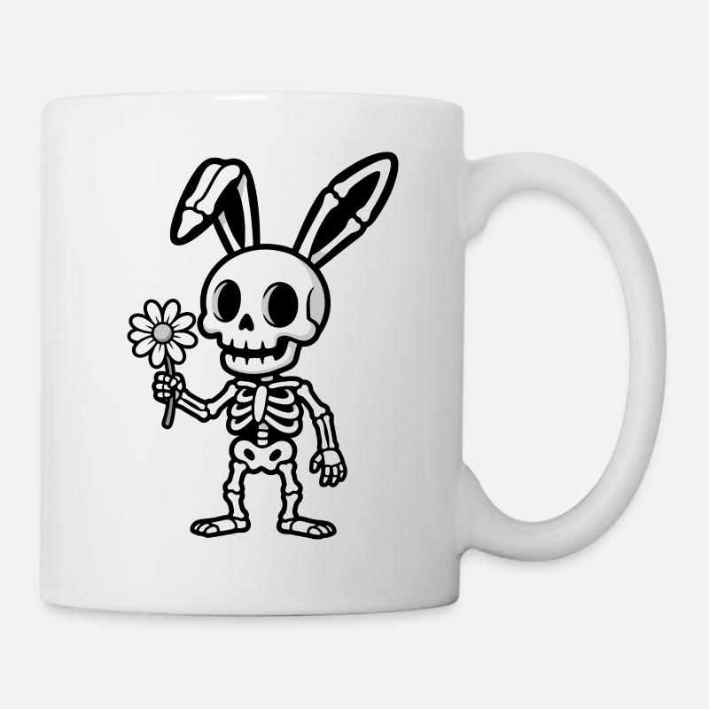 Skeleton Rabbit with Flower - Mug - white