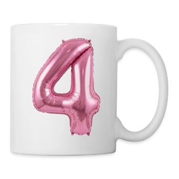 4. Geburtstag Shirt , pinker Ballon Helium - Tasse - Weiß - Rechts