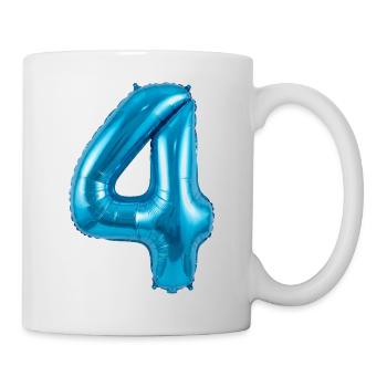 vier_blau - Tasse - Weiß - Rechts