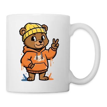 Little Bear Hoodie Peace Sign - Mug - white - Right