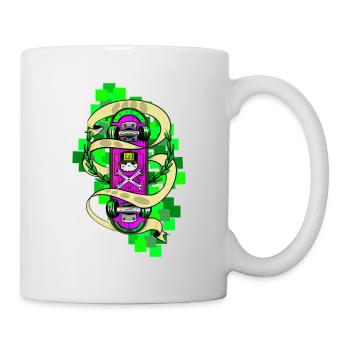 Neon Skull Skateboard Graffiti - Tasse - Weiß - Rechts