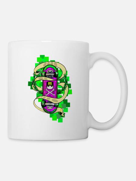 Neon Skull Skateboard Graffiti - Tasse - Weiß