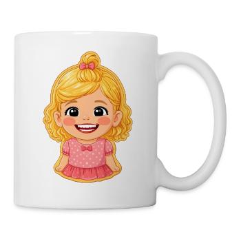 Biscuit motif cheerful girl in pink dress - Mug - white - Right