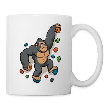 Funny Gorilla Bouldering Climbing Humor Shirt - Mug - white - Right