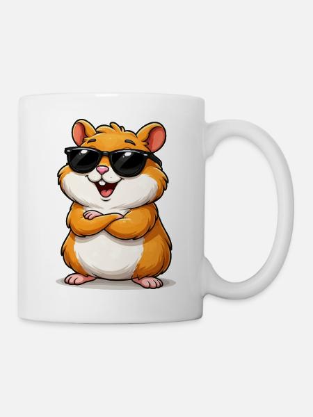 Selbstbewusster Hamster mit Sonnenbrille - Tasse - Weiß