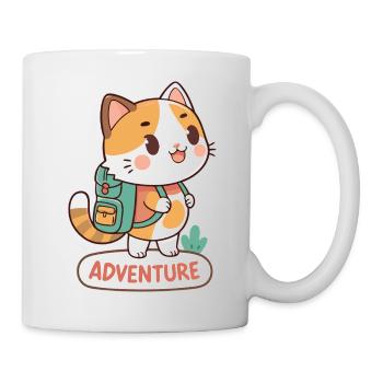 Chat Aventurier au Sac à Dos - Mug blanc - blanc - Droite