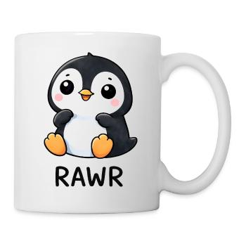 Cute Penguin Cartoon with Water Lily Laughing Joy - Mug - white - Right