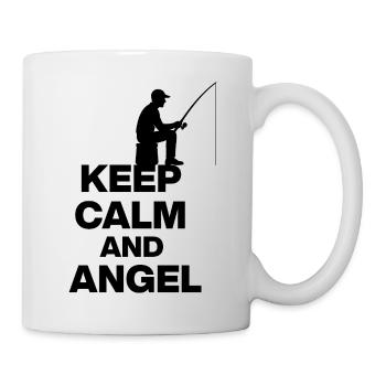 KEEP CALM AND ANGELN! ANGLER RUHE schwarz - Tasse - Weiß - Rechts