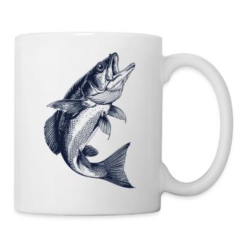 Perchoir sauteur | Motif de pêcheur vintage - Mug blanc - blanc - Droite