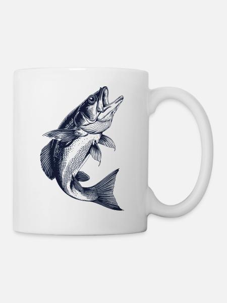 Jumping Perch | Vintage Angler Motif - Mug - white
