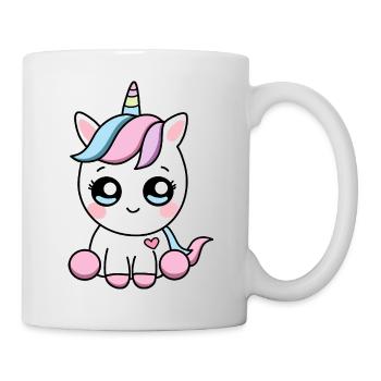 Kawaii Unicorn – Süße Valentinsmagie - Tasse - Weiß - Rechts