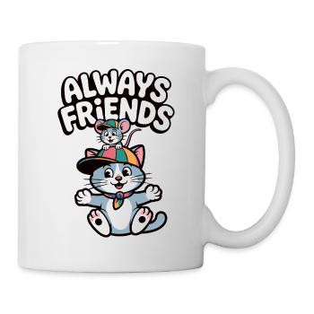 Always Friends Katze und Maus Illustration - Tasse - Weiß - Rechts