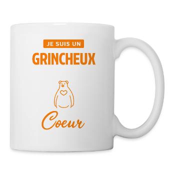 Coeur orange sur noir - Mug blanc - blanc - Droite