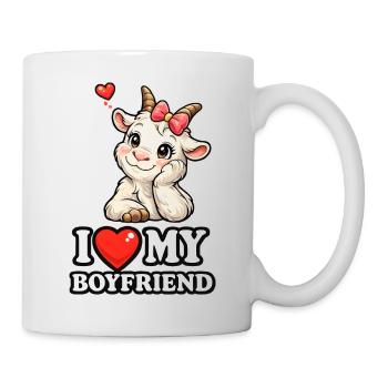 Cute Goat I Love My Boyfriend Comic Graphic - Mug - white - Right