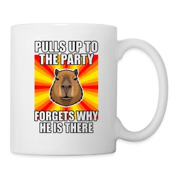 Capybara-Party-Meme – Sozial unbeholfen - Tasse - Weiß - Rechts