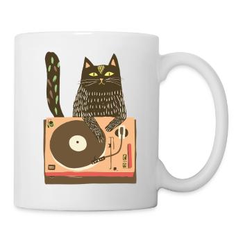 Cat DJ on Vinyl Turntable - Mug - white - Right