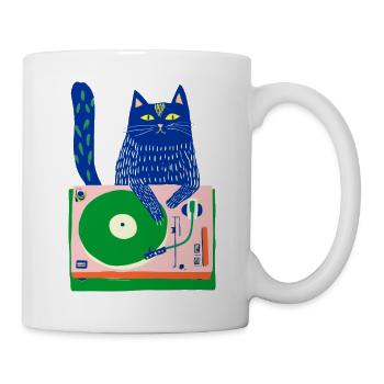 DJ Blue Cat sur une platine fantaisiste - Mug blanc - blanc - Droite