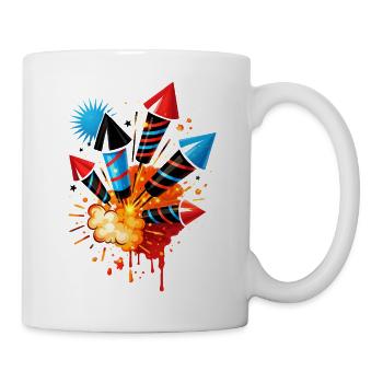 Colorful Fireworks Illustration - Mug - white - Right
