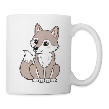 Kuscheliger Cartoon-Wolf - Tasse - Weiß - Rechts