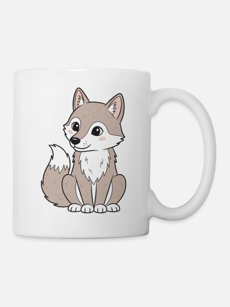 Kuscheliger Cartoon-Wolf - Tasse - Weiß