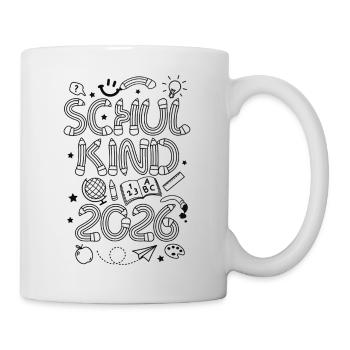 Schulkind 2026 Buntstifte Einschulung Schulanfang - Tasse - Weiß - Rechts