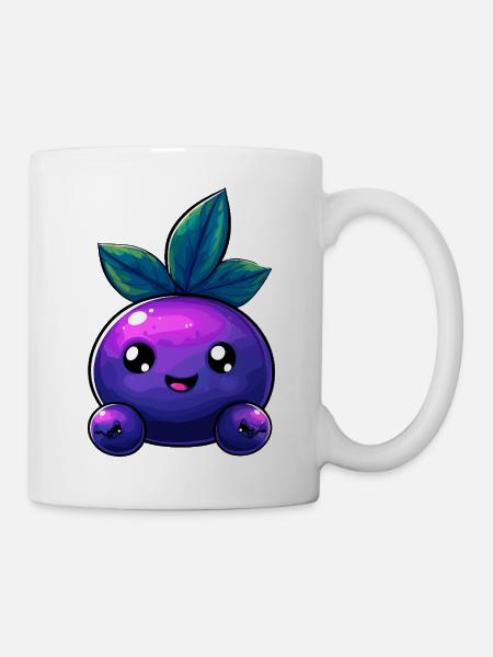 Kawaii Beerenfreund mit Blättern - Tasse - Weiß