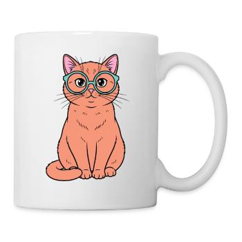 Ginger Cat in Teal Glasses - Mug - white - Right