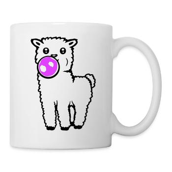 Lama Kaugummi Ganzkörper Stehend Frontal Süß Cool - Tasse - Weiß - Rechts