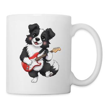 Chien câlin avec guitare électrique - Mug blanc - blanc - Droite