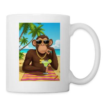Tropische Affen-Strandparty - Tasse - Weiß - Rechts