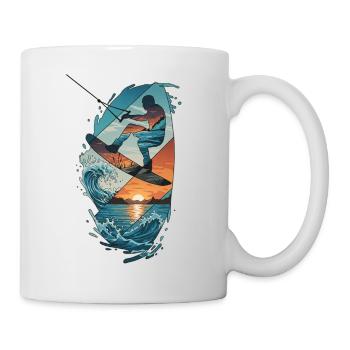Sunset Waves Kiteboard Portrait - Mug blanc - blanc - Droite