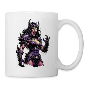 Crying demon woman in nail armor - Mug - white - Right