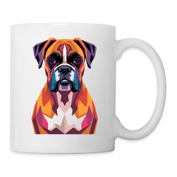 Chien boxer géométrique coloré - Mug blanc - blanc - Droite