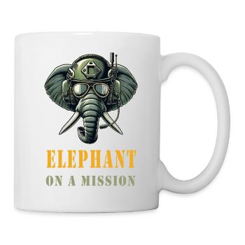 Elephant on a mission - Mug - white - Right