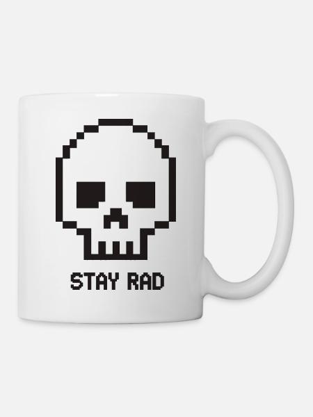 Pixel-Schädel Stay Rad - Tasse - Weiß