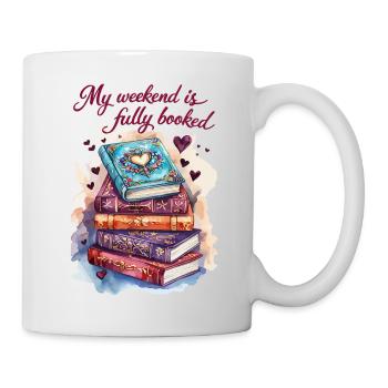 Mein Wochenende ist komplett verplant mit Büchern - Tasse - Weiß - Rechts