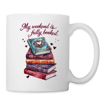 Mein Wochenende ist komplett verplant mit Büchern - Tasse - Weiß - Rechts