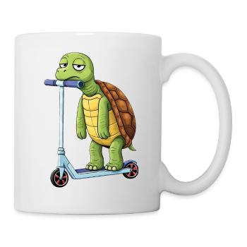 Cute Turtle Cartoon Boring Scooter Scooter - Mug - white - Right