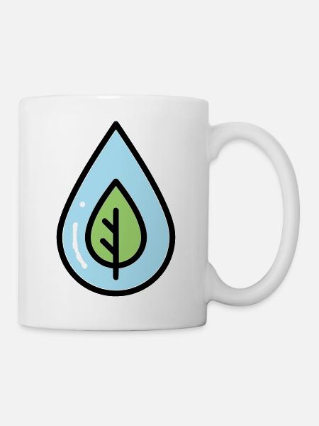 Wassertropfen Blatt Öko - Tasse - Weiß