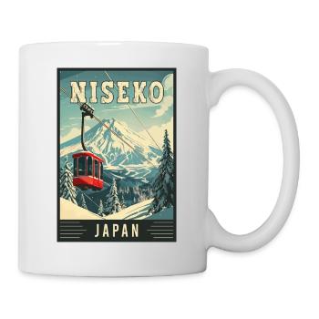 Winter Paradise in Niseko Japan Vintage Travel Art - Mug - white - Right