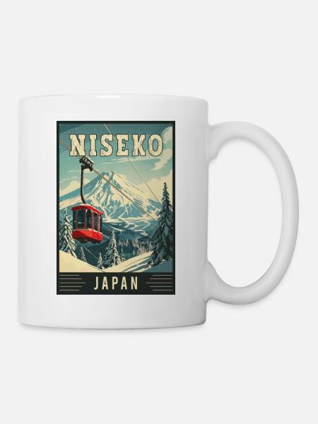 Winter Paradise in Niseko Japan Vintage Travel Art - Mug - white