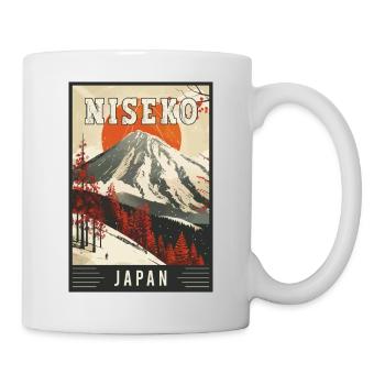 Paradis d’hiver à Niseko Japon Art de voyage vintage - Mug blanc - blanc - Droite
