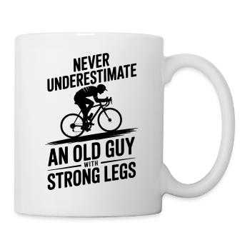 Ne sous-estimez jamais un vieil homme avec un vélo - Mug blanc - blanc - Droite