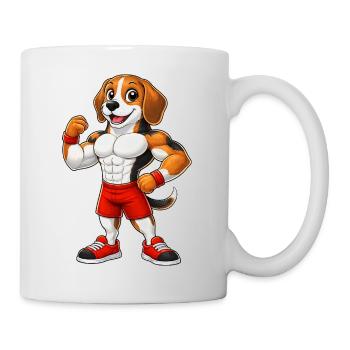 Strong Beagle Dog Bodybuilder Fitness Muscles - Mug - white - Right